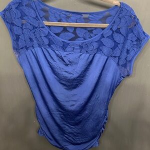 Worthington Royal Blue Lace Accent Blouse